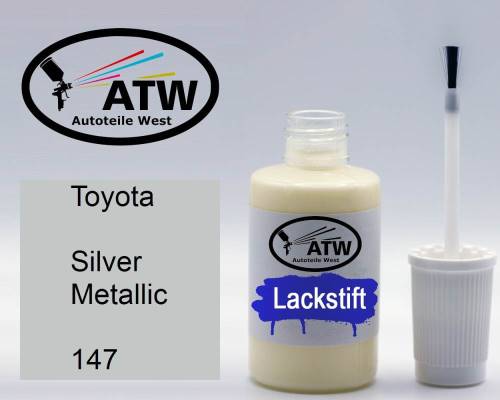 Toyota, Silver Metallic, 147: 20ml Lackstift, von ATW Autoteile West.